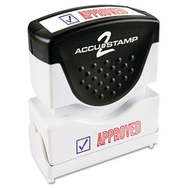 Consolidated Stamp Mfg Accustamp2 Shutter Stamp with Anti Bacteria- Red-Blue- APPROVED- 1.63 x .5 35525
